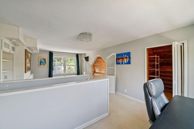 1460 36th St, Minneapolis, MN 55408 - office area with carpet, a textured ceiling, and baseboards