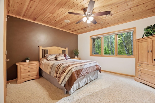 40335 Government Rd, Barry Twp, MN 55037 - bedroom featuring wood ceiling, carpet, and ceiling fan