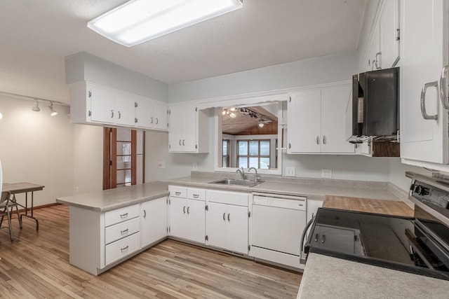 11197 608th Ave, Danville Twp, MN 56068 - kitchen featuring dishwasher, stainless steel electric stove, track lighting, a sink, and light countertops