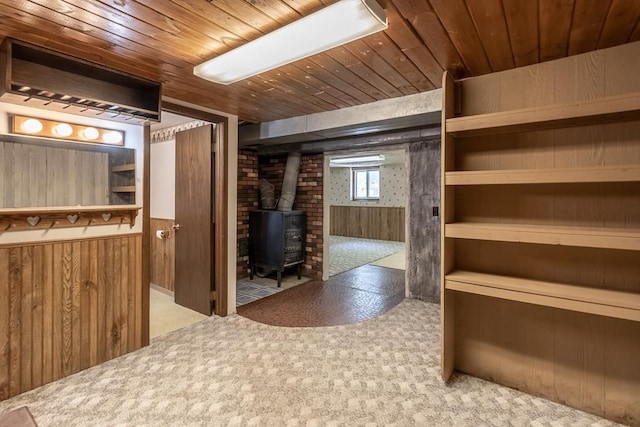11197 608th Ave, Danville Twp, MN 56068 - spacious closet featuring a wood stove and carpet