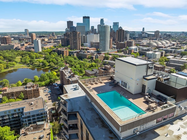 400 Groveland Ave Unit 1512, Minneapolis, MN 55403 - drone / aerial view of city skyline and a pool