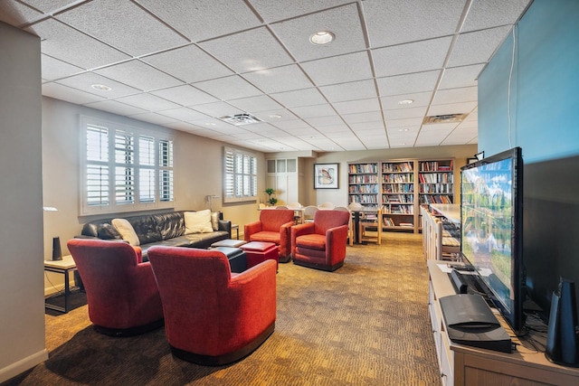 400 Groveland Ave Unit 1512, Minneapolis, MN 55403 - carpeted living room featuring a paneled ceiling