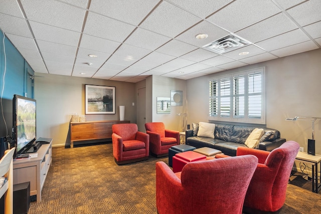 400 Groveland Ave Unit 1512, Minneapolis, MN 55403 - living room featuring dark carpet and a drop ceiling
