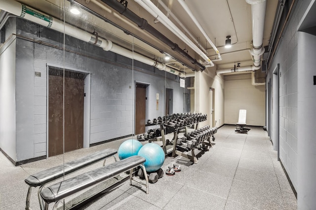 400 Groveland Ave Unit 1512, Minneapolis, MN 55403 - workout area with concrete block wall