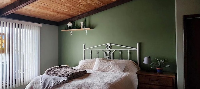 30091 Sunny Beach Rd, Harris Twp, MN 55744 - bedroom with wood ceiling with exposed beams