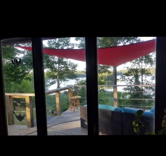 30091 Sunny Beach Rd, Harris Twp, MN 55744 - doorway featuring a water view