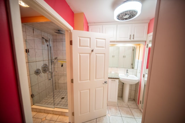 1723 Teton Ln NE, Rochester, MN 55906 - full bath with tile patterned floors, a stall shower, and a sink