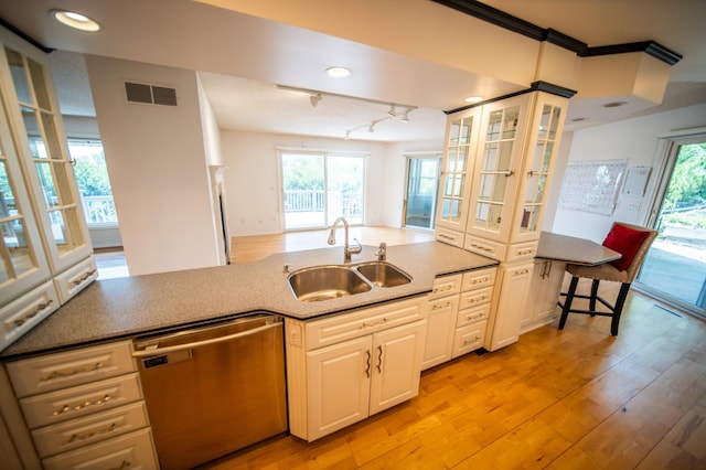 1723 Teton Ln NE, Rochester, MN 55906 - kitchen with dishwasher, a sink, light wood-style floors, plenty of natural light, and recessed lighting