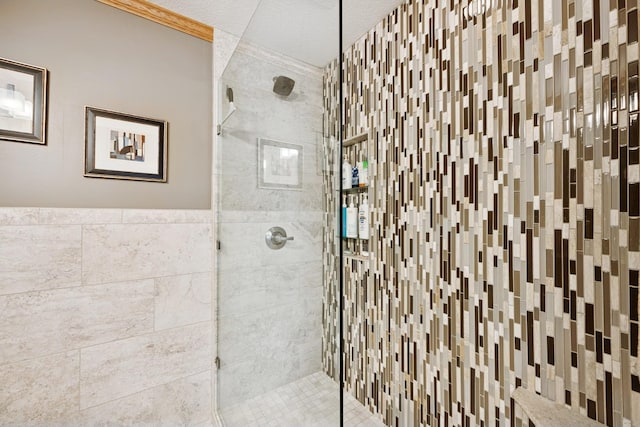 1301 Crestridge Ln, Eagan, MN 55123 - bathroom with a walk in shower and crown molding