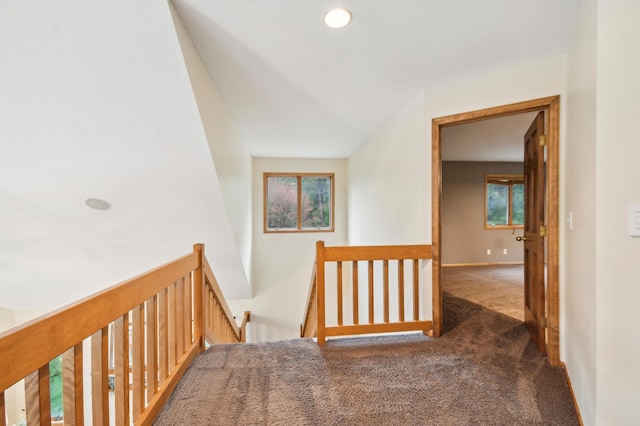 342 Soo Line Rd, Troy Twp, WI 54016 - hallway featuring an upstairs landing, carpet floors, and healthy amount of natural light