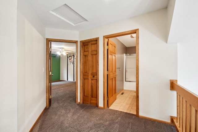 342 Soo Line Rd, Troy Twp, WI 54016 - hall with light carpet and attic access