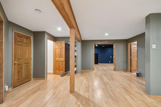 342 Soo Line Rd, Troy Twp, WI 54016 - interior space featuring baseboards, light wood finished floors, and recessed lighting
