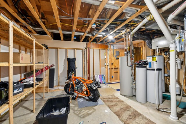 342 Soo Line Rd, Troy Twp, WI 54016 - unfinished below grade area featuring a water softener system and water heater