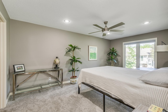 1709 140th St, Burnsville, MN 55337 - carpeted bedroom with baseboards, recessed lighting, and ceiling fan