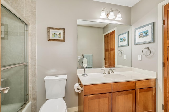 1709 140th St, Burnsville, MN 55337 - full bathroom with toilet, vanity, and enclosed tub / shower combo