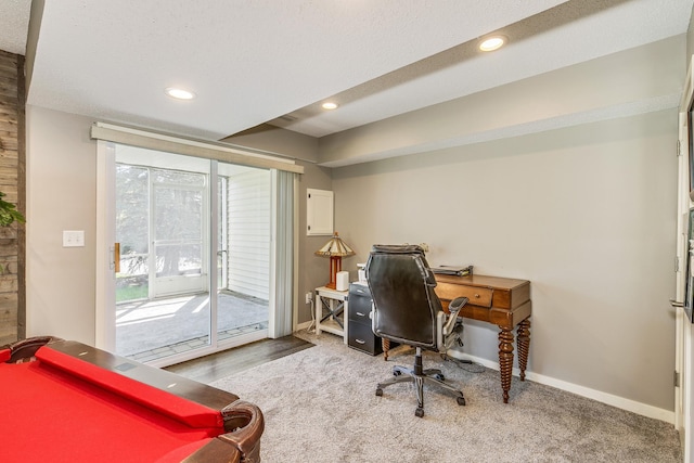 1709 140th St, Burnsville, MN 55337 - carpeted office space featuring baseboards, pool table, and recessed lighting