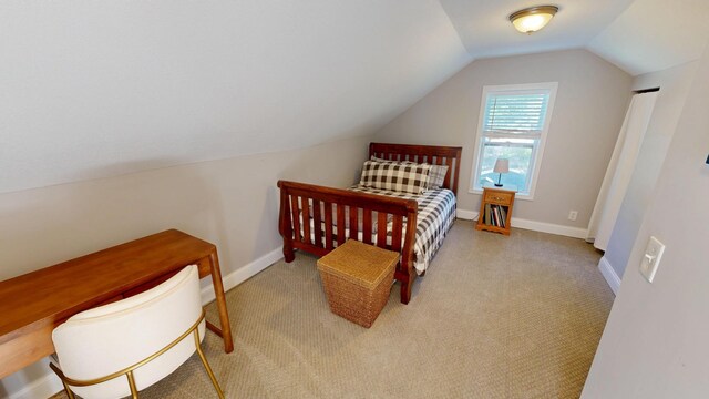 711 3rd St SE, Willmar, MN 56201 - bedroom featuring vaulted ceiling, carpet floors, and baseboards