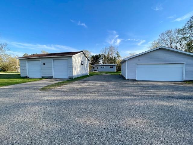 view of detached garage