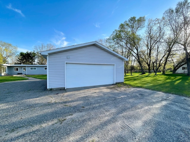 view of detached garage
