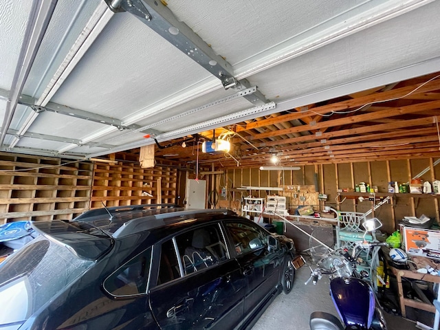 garage with a garage door opener