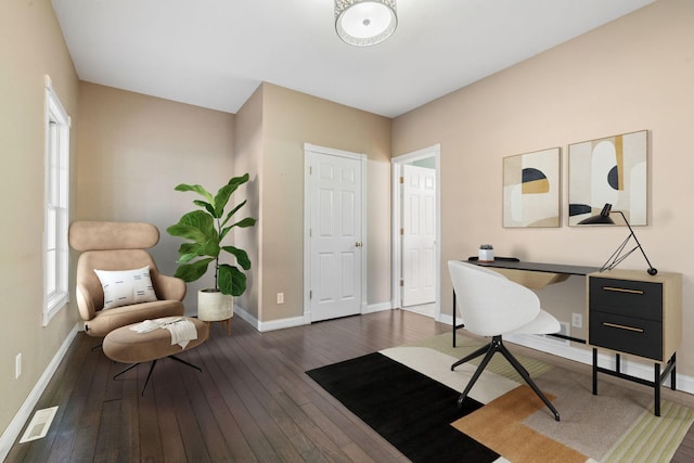 5230 Rebecca Park Trl, Greenfield, MN 55357 - home office featuring baseboards and hardwood / wood-style flooring