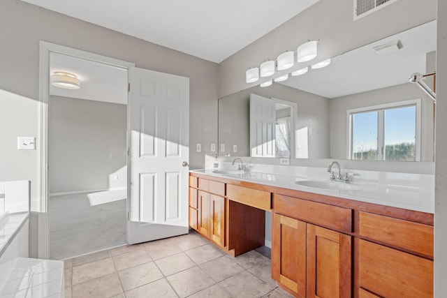 5230 Rebecca Park Trl, Greenfield, MN 55357 - bathroom with double vanity and tile patterned flooring