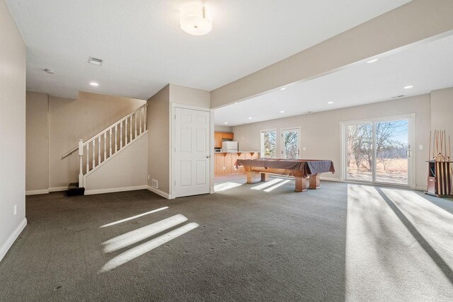 5230 Rebecca Park Trl, Greenfield, MN 55357 - recreation room with pool table, carpet, baseboards, and recessed lighting