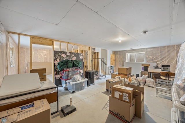 view of unfinished basement