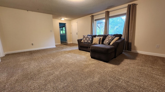 2339 2nd Ave SW, Rochester, MN 55902 - living room with a textured ceiling, carpet flooring, and baseboards