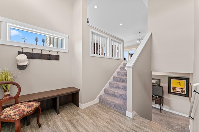 409 10th St NW, Dodge Center, MN 55927 - stairs with baseboards and recessed lighting