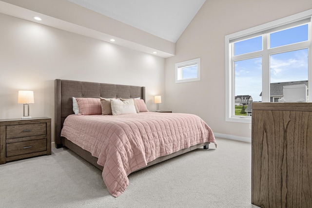 5068 Airlake Draw, Woodbury, MN 55129 - bedroom featuring carpet floors, vaulted ceiling, baseboards, and recessed lighting