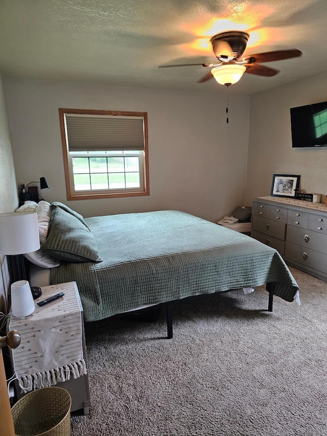 1005 8th Ave SW, Pipestone, MN 56164 - carpeted bedroom featuring ceiling fan and a textured ceiling