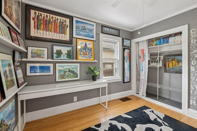 4613 34th Ave S, Minneapolis, MN 55406 - living area featuring wood finished floors, a ceiling fan, and baseboards