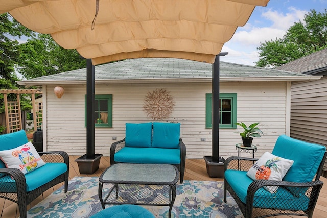 4613 34th Ave S, Minneapolis, MN 55406 - view of patio / terrace with an outdoor living space and a wooden deck
