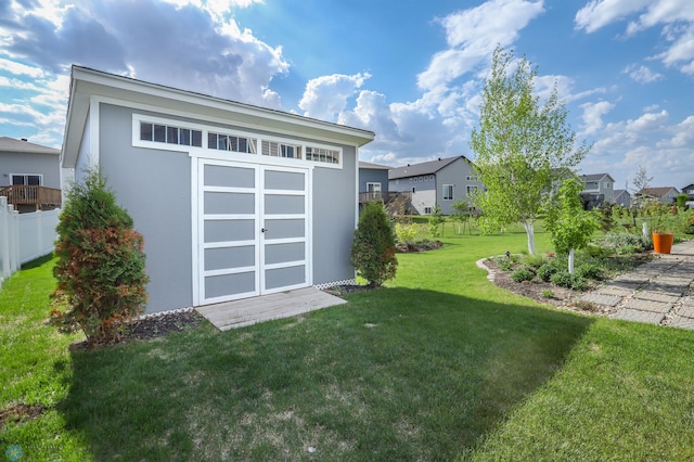 view of shed featuring a residential view
