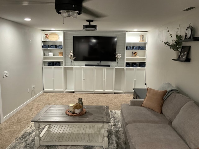 1218 8th Ave NW, Perham, MN 56573 - living room with carpet flooring, baseboards, and built in features