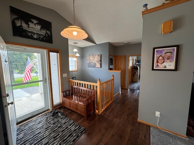 6158 Forest Boulevard Trl, Wyoming, MN 55092 - entrance foyer featuring lofted ceiling, baseboards, and dark wood-style floors