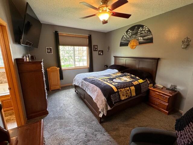 6158 Forest Boulevard Trl, Wyoming, MN 55092 - bedroom with dark carpet, a textured ceiling, ceiling fan, and baseboards