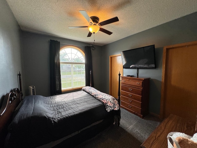 6158 Forest Boulevard Trl, Wyoming, MN 55092 - carpeted bedroom with ceiling fan and a textured ceiling