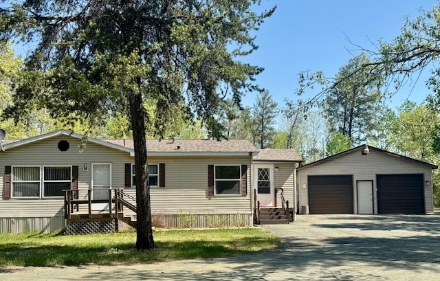 19103 County 4, Henrietta Twp, MN 56470 - manufactured / mobile home with an outbuilding, a detached garage, and roof with shingles