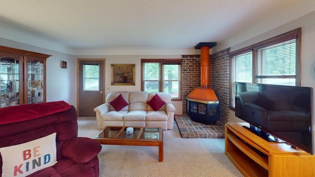 2559 Westview Ter, Hopkins, MN 55305 - carpeted living area with a wood stove