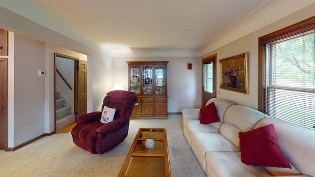 2559 Westview Ter, Hopkins, MN 55305 - carpeted living area with stairs and baseboards