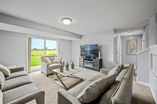 1527 Dublin Ct, Shakopee, MN 55379 - carpeted living room with a textured ceiling and baseboards