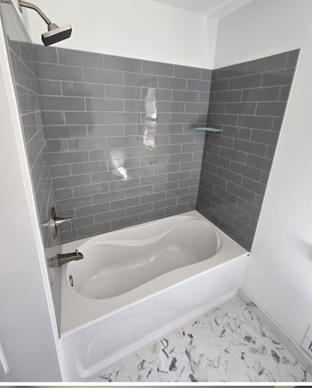 328 County Road B2 W, Roseville, MN 55113 - full bathroom with shower / tub combination, marble finish flooring, and baseboards