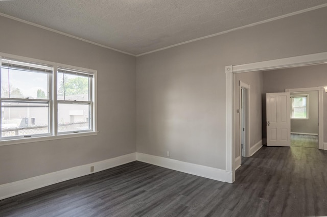 410 Baker St W, Saint Paul, MN 55107 - spare room with crown molding, dark wood-style floors, and baseboards