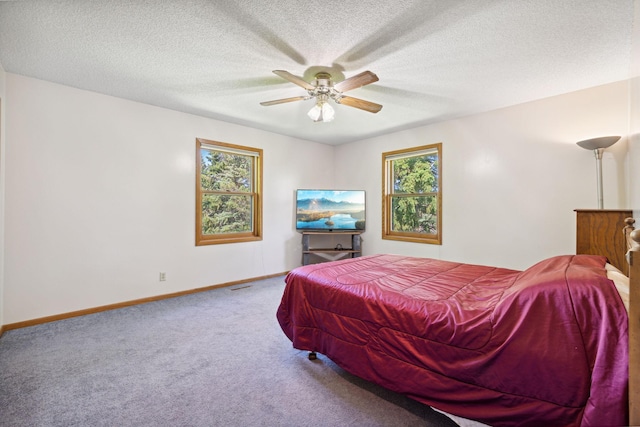 6420 Rolling Hills Rd, Corcoran, MN 55340 - carpeted bedroom with ceiling fan and a textured ceiling