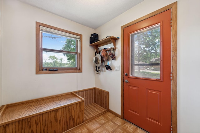 6420 Rolling Hills Rd, Corcoran, MN 55340 - mudroom with wainscoting and a textured ceiling