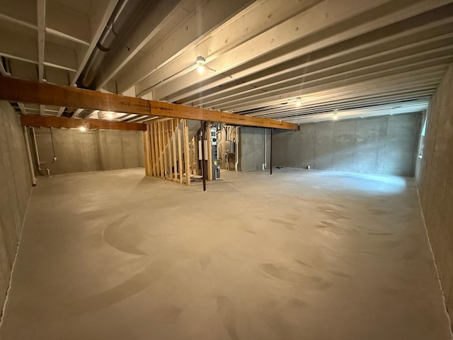 view of unfinished basement
