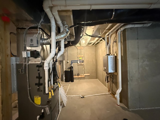 utility room with heating unit