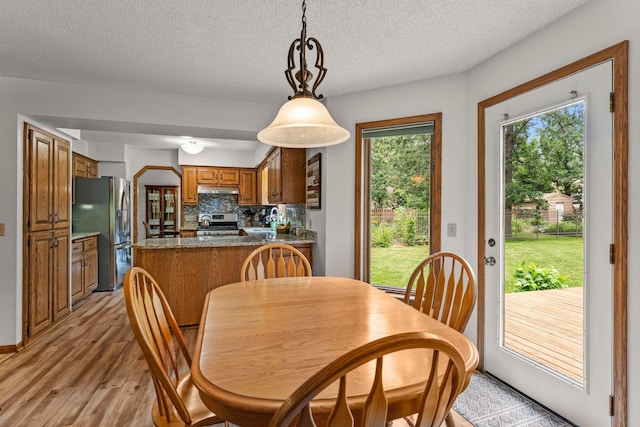 9755 Egret Blvd NW, Coon Rapids, MN 55433 - dining area with light wood finished floors and a textured ceiling